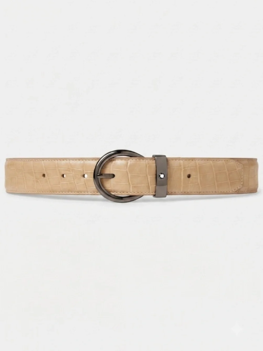 Authentic Montblanc Crocodile-Embossed Leather Belt - Horseshoe Buckle